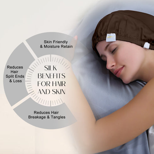 Double Layered 100% Silk Adjustable Sleep Cap